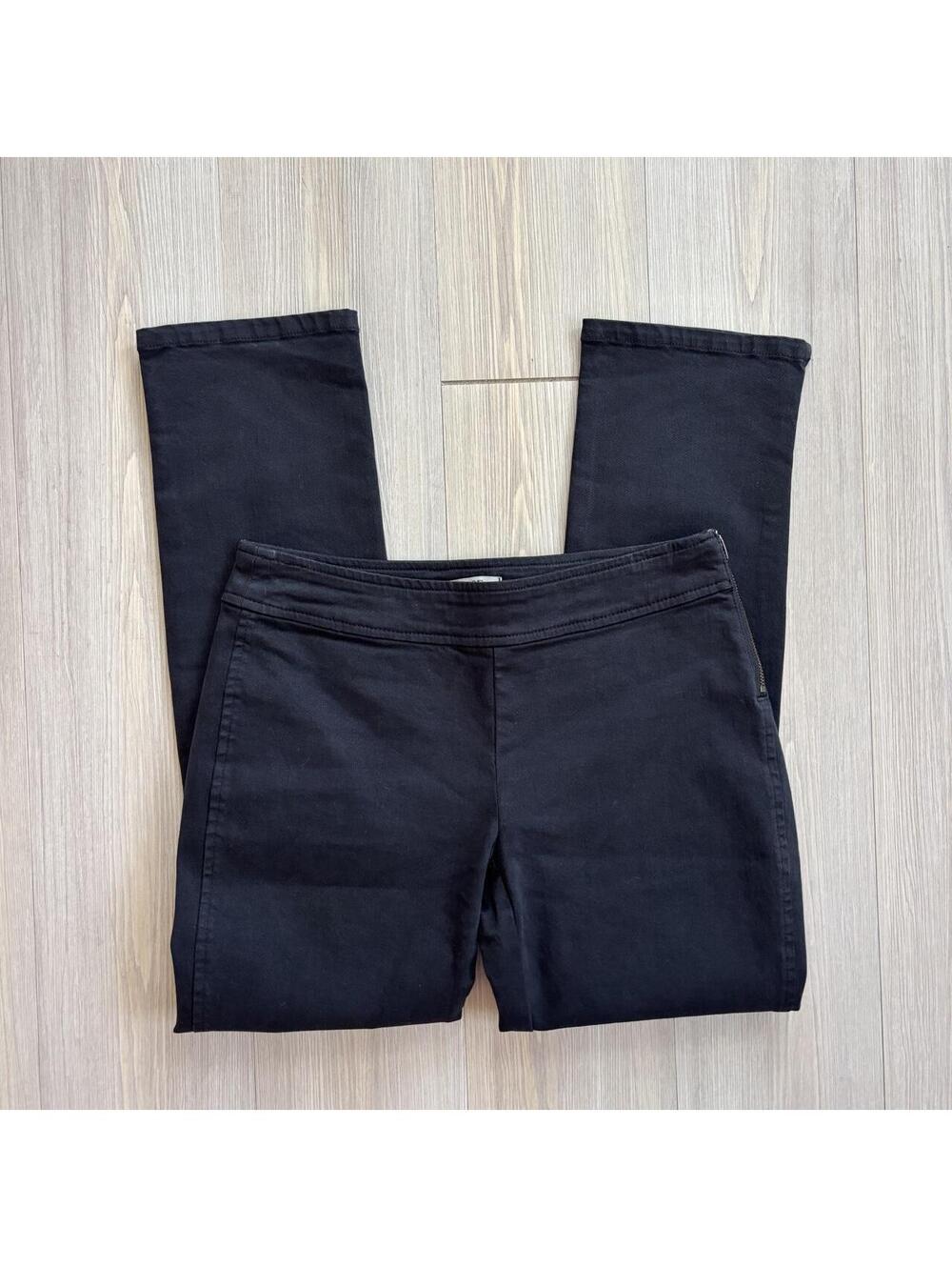 NIC+ZOE Black Side Zip Straight Leg Pants Petite 0P Stretch Ankle Vents